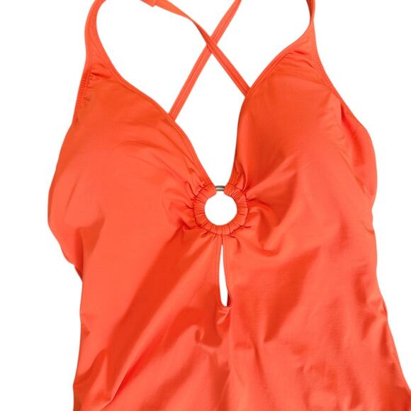 NWOT Bleu Rod Beattie Ring Me Up One Piece Coral Swimsuit – Sz 14 - Picture 5 of 8